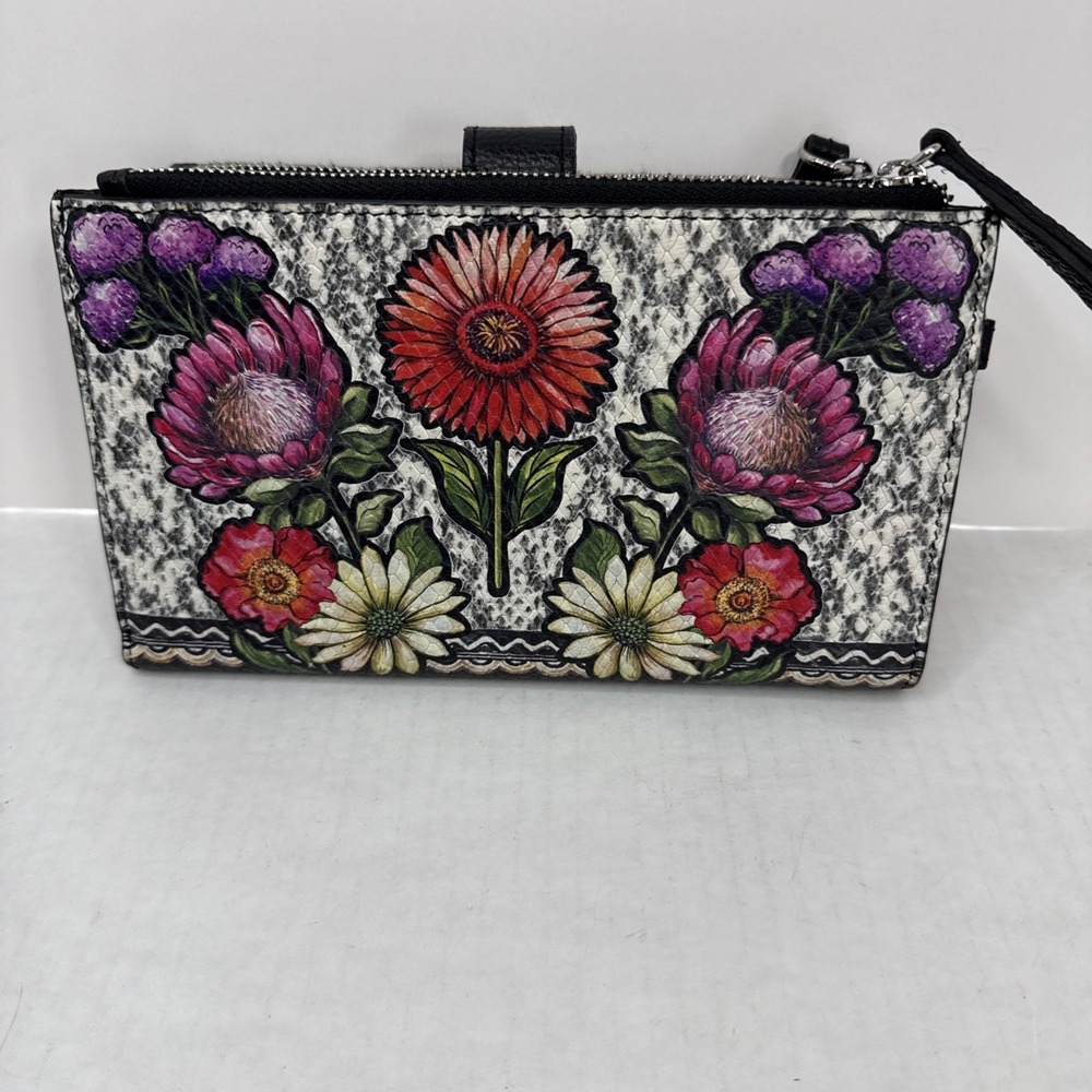 Brighton Africa Stories Floral Double Zip Leather Wallet  Wristlet READ - Picture 7 of 10